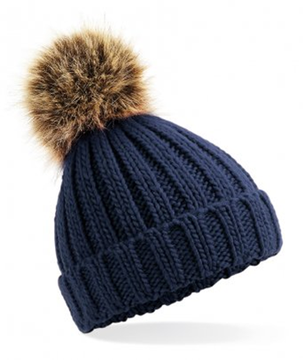 BB412Beechfield Faux Fur Pop Pom Chunky Beanie