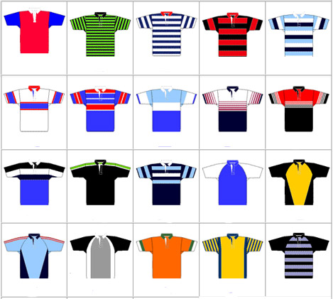 Traditional rugby shirts - examples